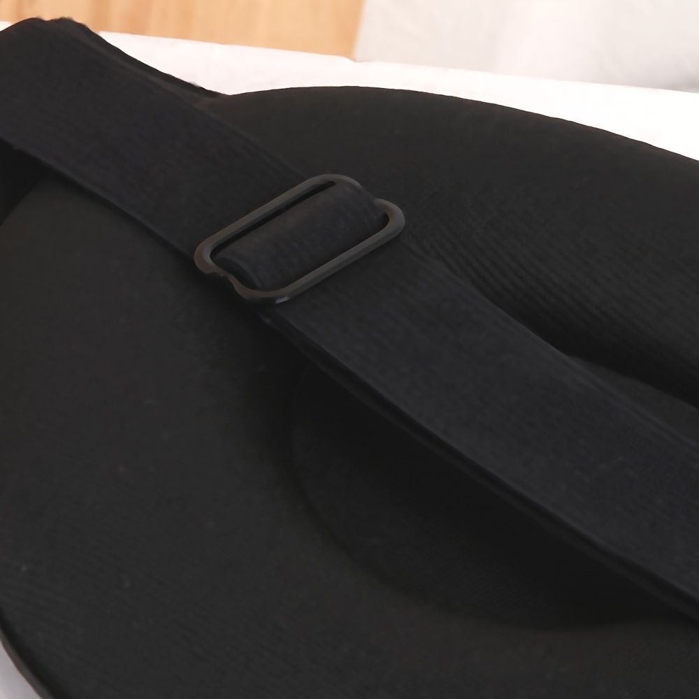 Close-up of the 3d eye mask with a strap on a white surface