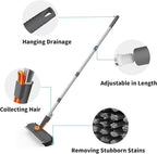 Stainless steel long handle floor cleaning brush