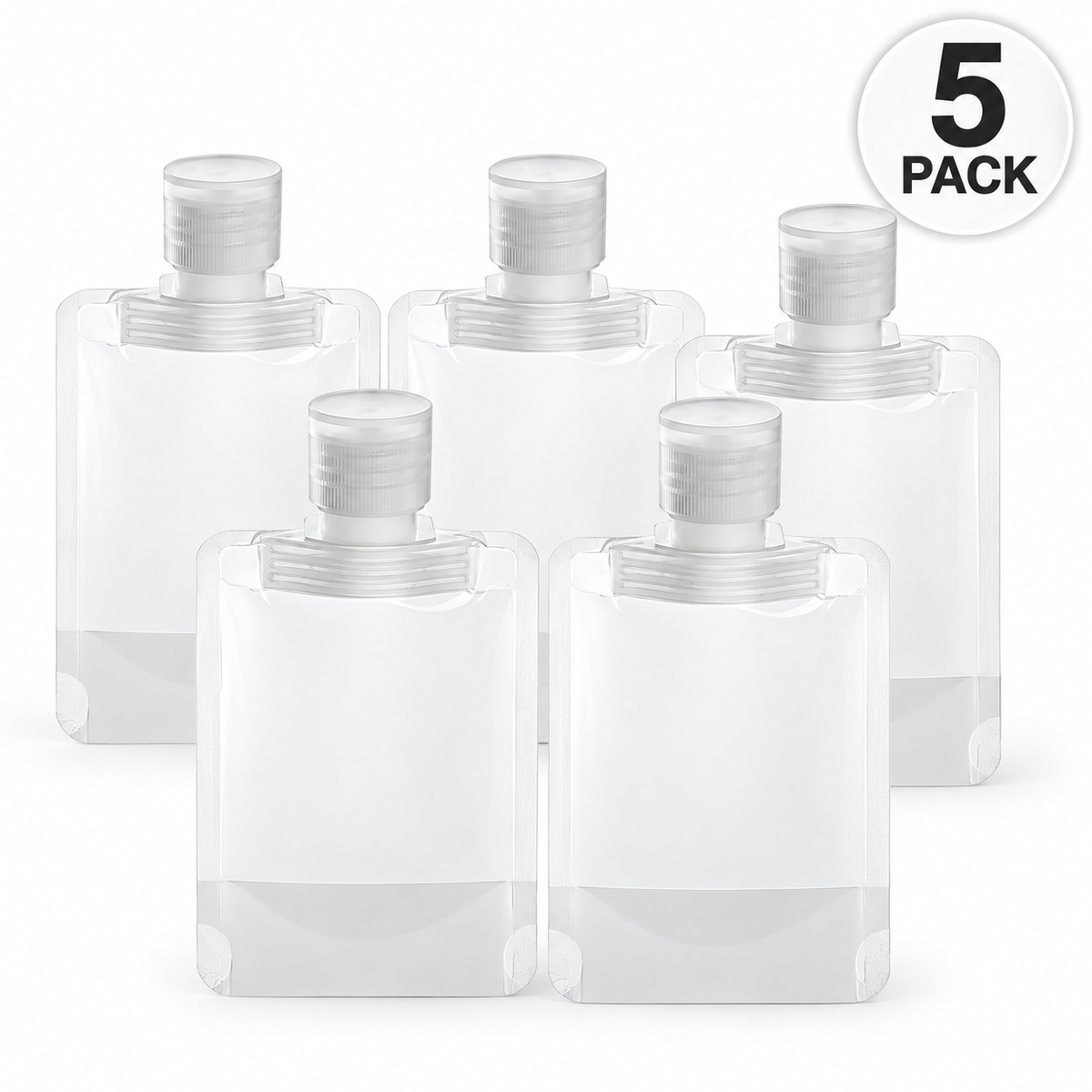 Flat Travel Pouches for Toiletries - 5 Pack