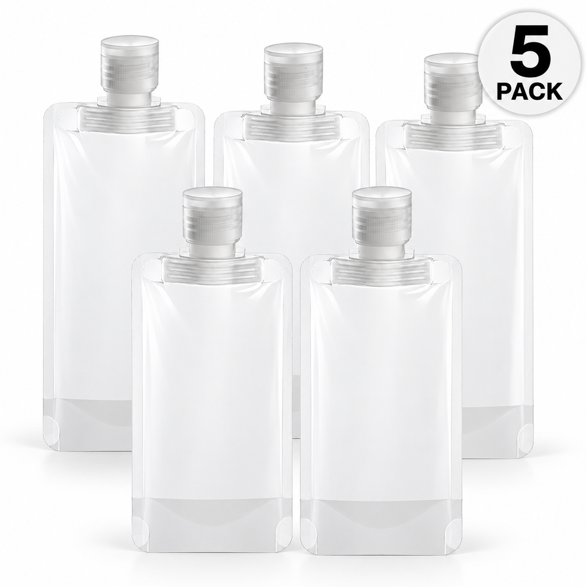 Flat Travel Pouches for Toiletries - 5 Pack