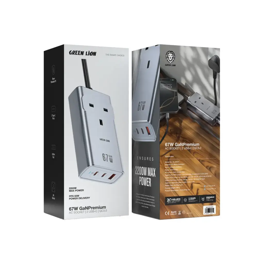 Green Lion 67W GaN Premium AC Socket