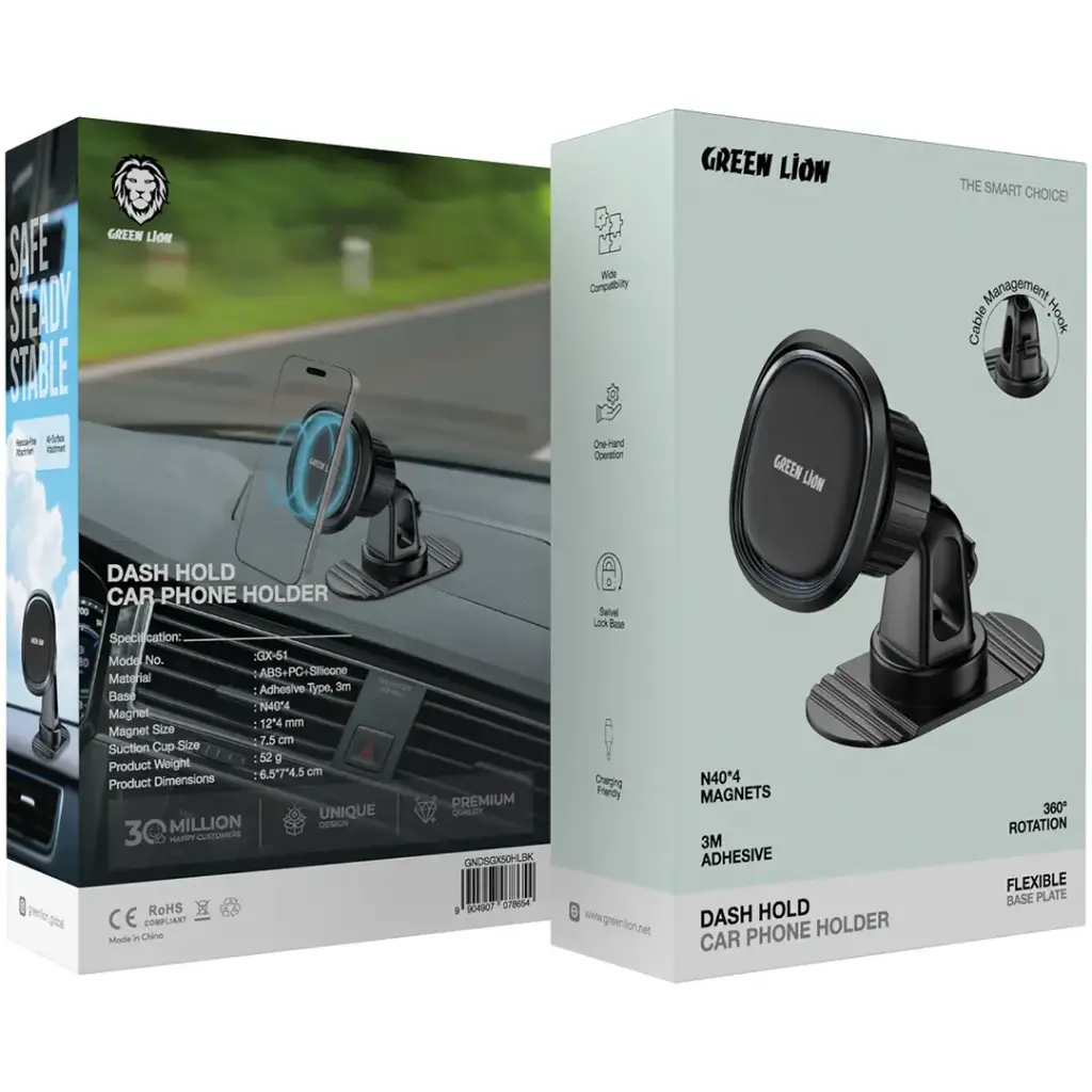 Green Lion Dash Hold Car Phone Holder - Black