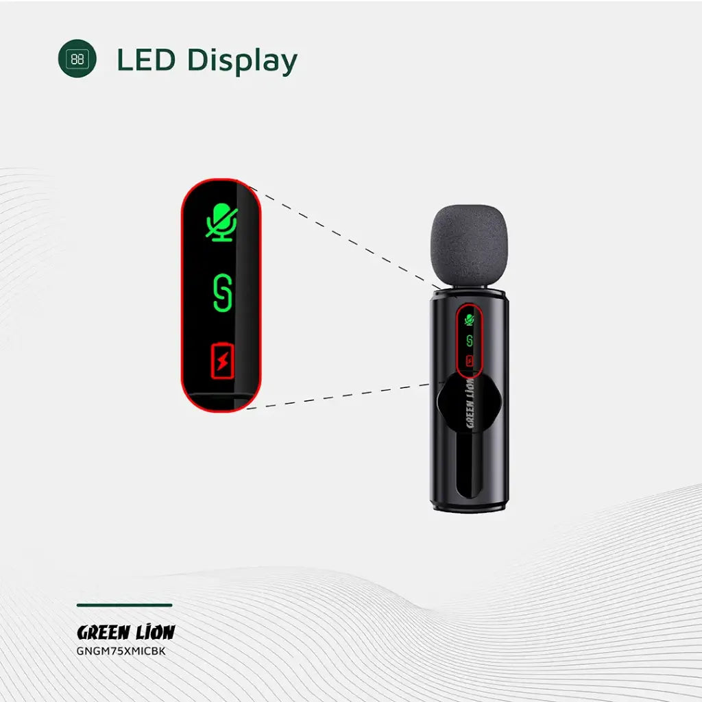 Green Lion GM-75X Microphone 3-Level Noise Cancellation - Black