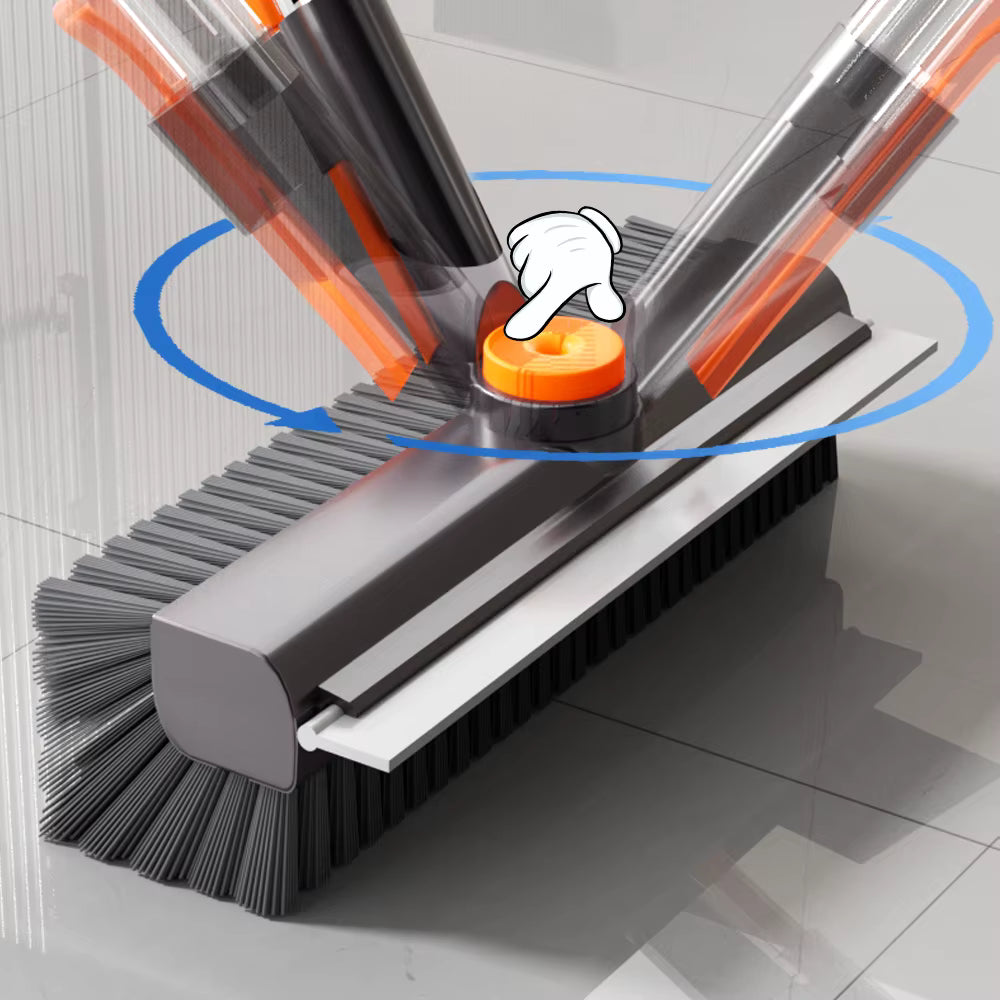 Stiff bristle scrub brush cleaning tile floor