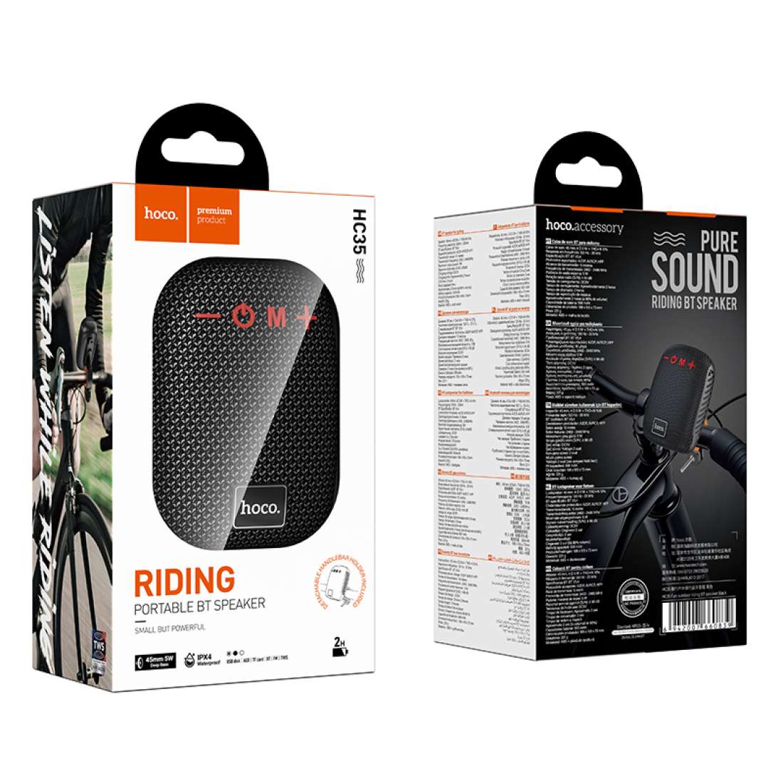 HOCO HC35 Wireless Sports 5W Speaker (Supports TF, USB, AUX) - Black