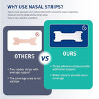 Comparison chart showing nasal strips with 'Others' and 'Ours' on a blue and green background.