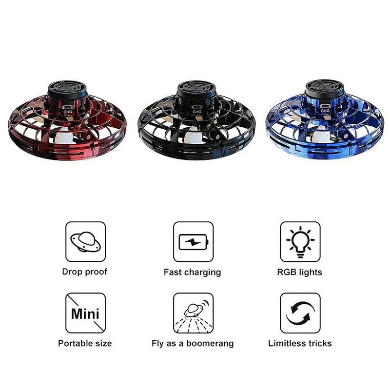Flying LED Fidget Spinner UFO Drone Toy Stress Reliever, Focus Enhancer, Perfect for Kids & Adults