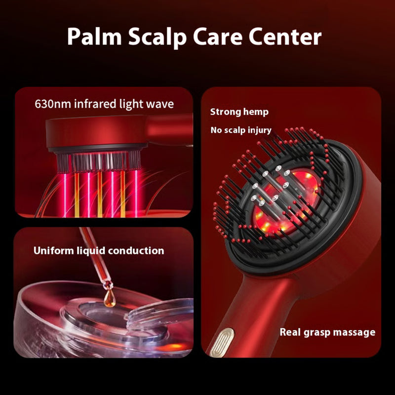 Red Light Therapy Hair Growth Massage Scalp Brush, Electric Vibration Massage Comb, Anti Hair Loss Liquid Oil Applicator